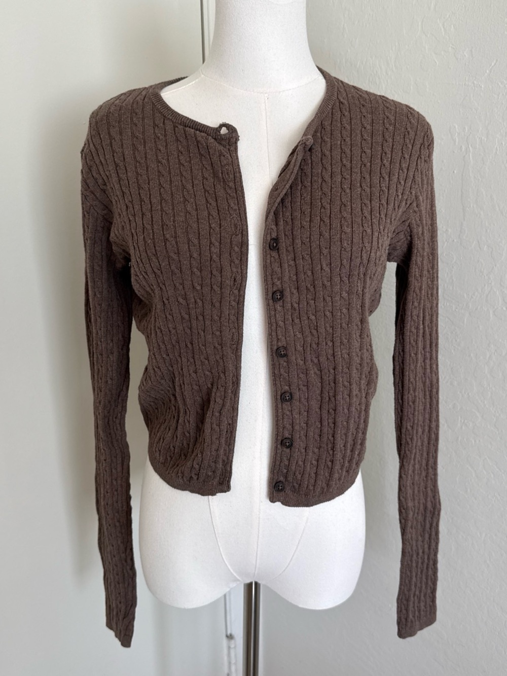 Brandy Melville Brown Cable-Knit Women’s Cardigan Sweater